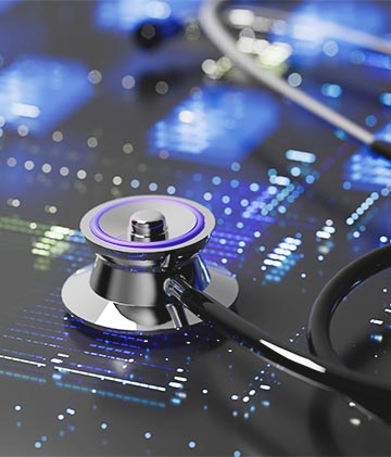 stethoscope resting on tablet screen