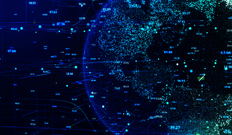 view of the Earth from space with data points overlaid