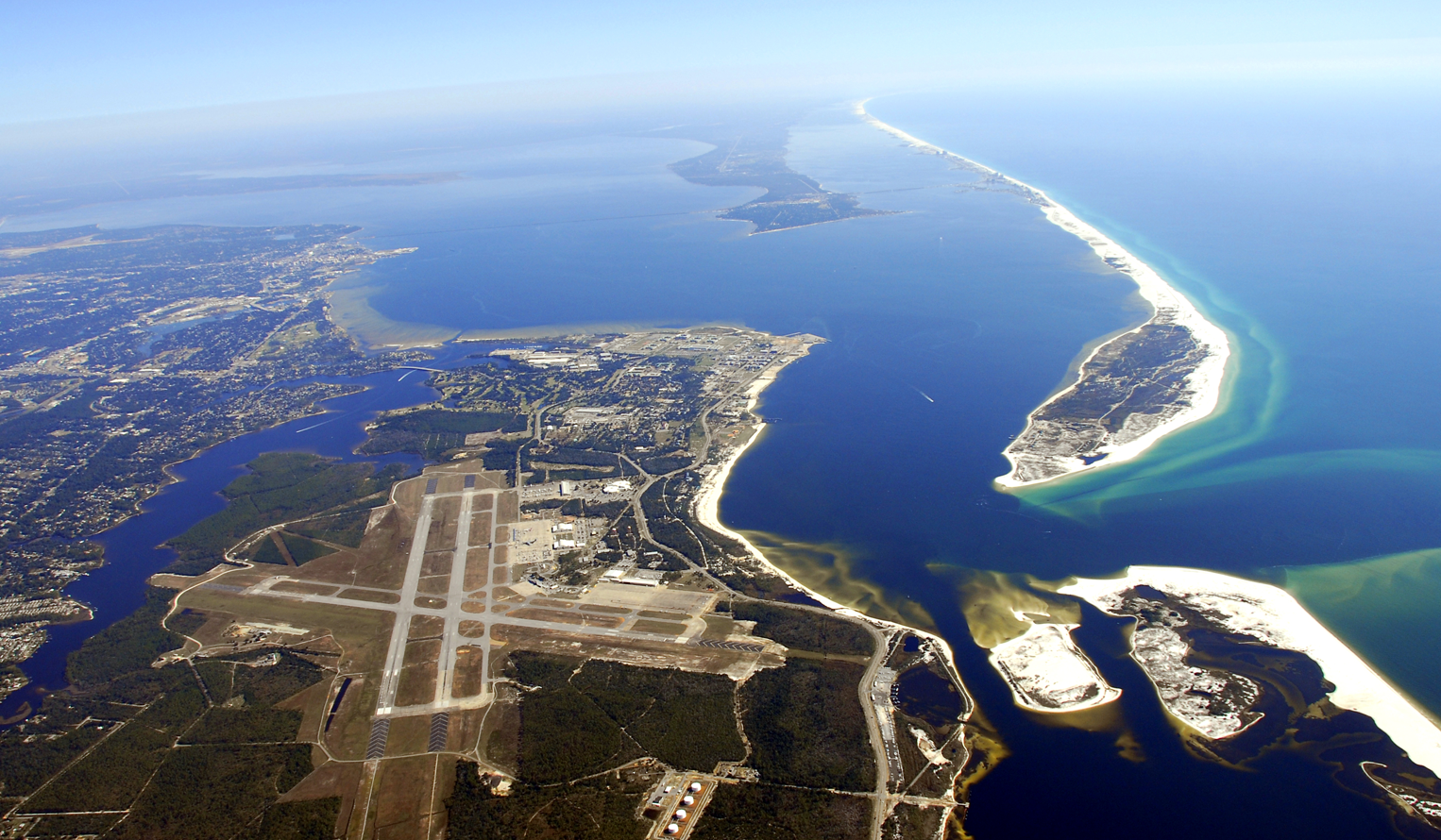 aerial view of Florida coastline near Pensacola and Elgin AFB