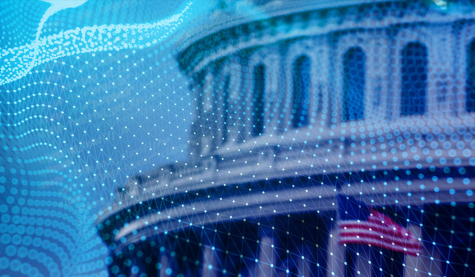 US Capital dome with technology mesh overlay in the sky