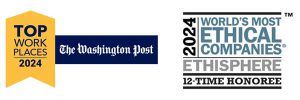 Logos side by side for Top Workplaces in DC 2024 and World's Most Ethical Companies 2024