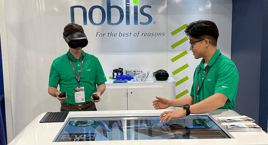 man using VR headset in an immersive tech demo