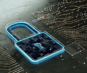 visualization of a lock representing cybersecurity
