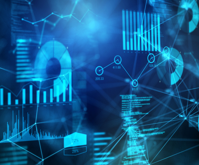 muliple types of data visualizations for decision analytics float in the air