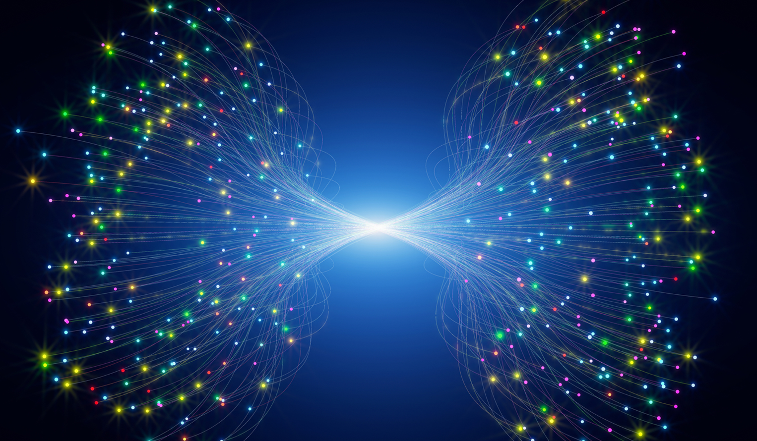 Two networks mirrored and connecting for data comparison