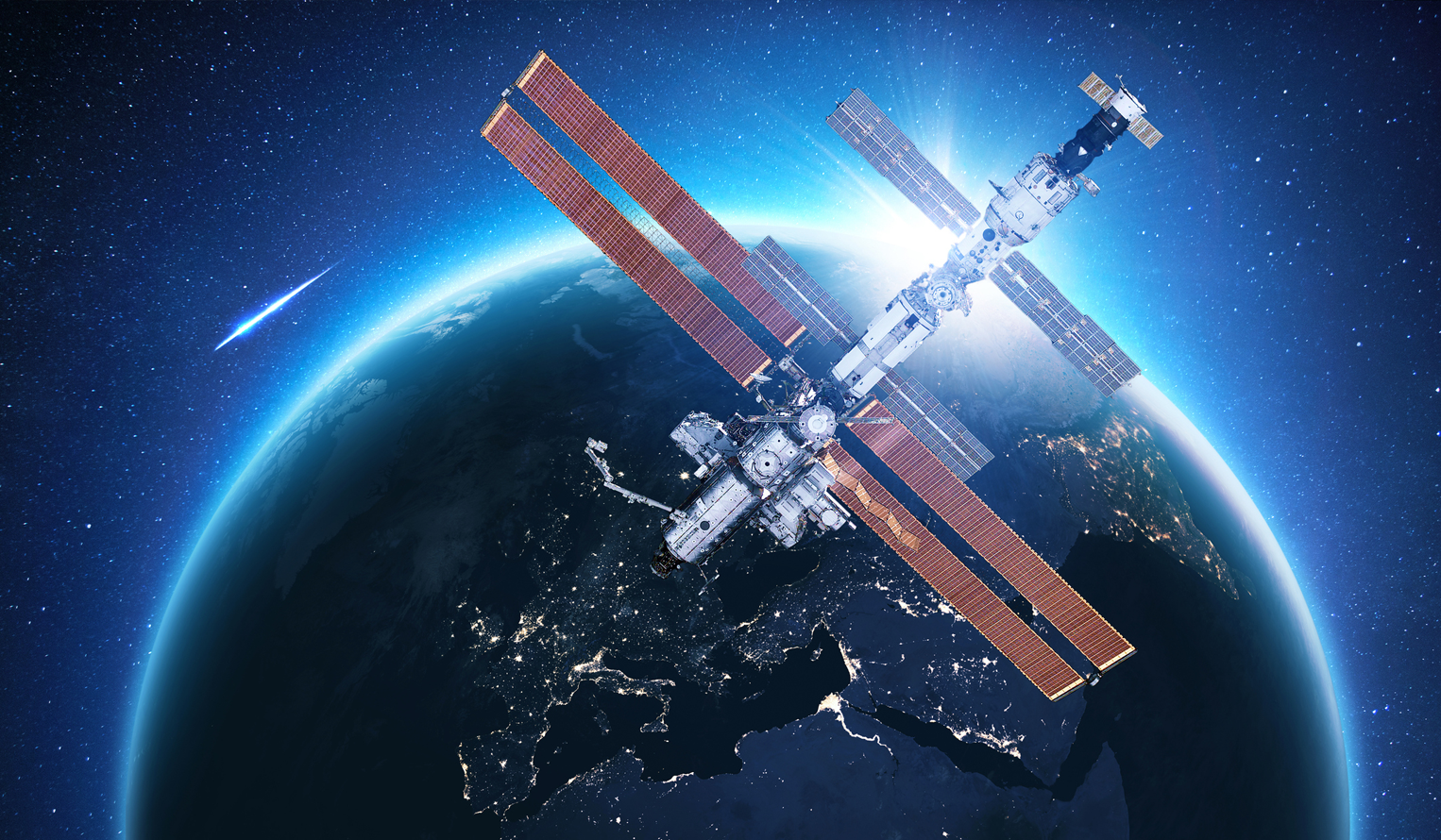 International Space Station orbiting above the Earth.