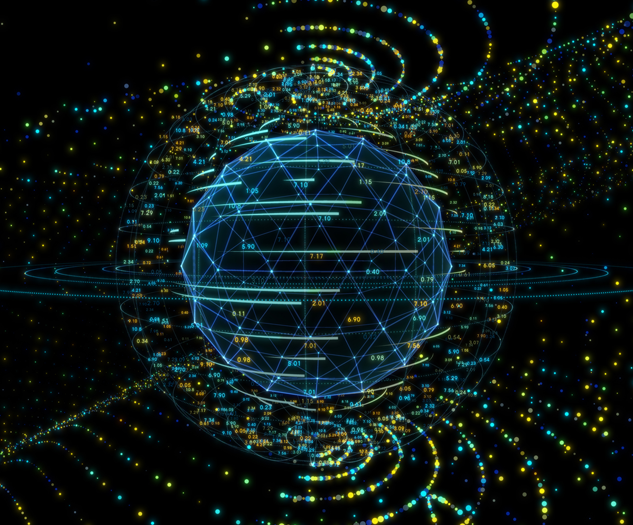 globe made of swirling light and data streams